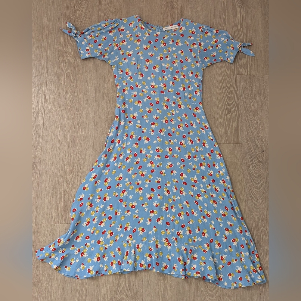 Faithfull The Brand Multicolored Floral Print Short Sleeve Dress Size Small/4